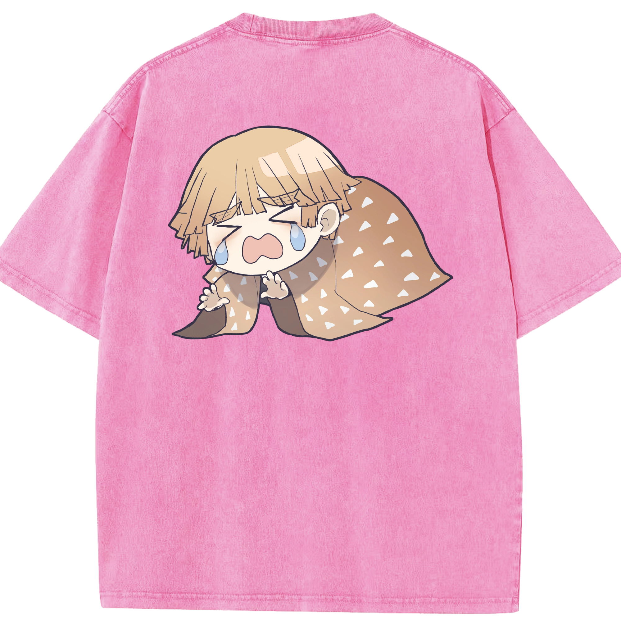 （画像用） 鬼滅の刃（きめつのやいば）我妻 善逸／あがつま ぜんいつ Agatsuma Zenitsu 綿100% ヴィンテージ風 半袖Tシャツ（背面プリント）